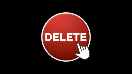 Delete Button Click on Black Background