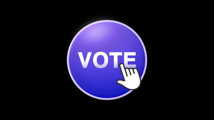 Vote Text Button Click on Black Background