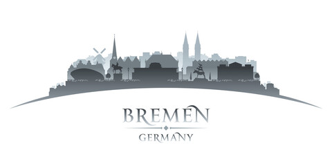 Fototapeta na wymiar Bremen Germany city silhouette white background