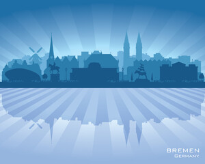 Bremen Germany city skyline vector silhouette - obrazy, fototapety, plakaty