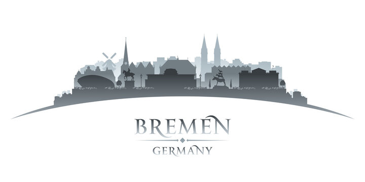 Bremen Germany city silhouette white background