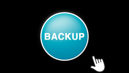 Back Up Text Button Click on Black Background