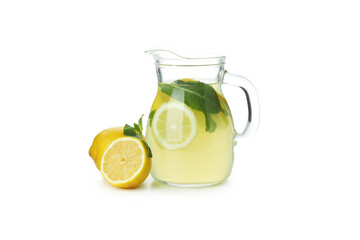 Jug of lemonade isolated on white background
