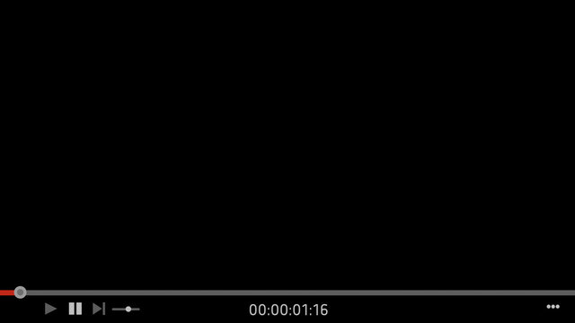 Video Player Click and Play with Ten Seconds Timecode on Black Background