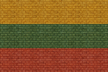 3D Flag of Lithuania on brick wall
