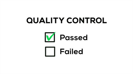 Quality Control on Square Checkbox Passed Check List on White Background