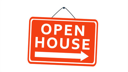 Open House Hanging Tag Sign on White Background