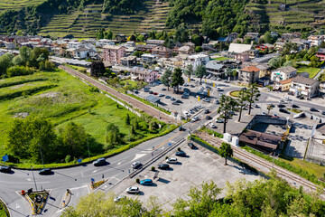 Sondrio, aerial view in Trippi area, Valtellina, Italy