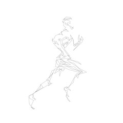 Running man, abstract line art, isolated vector illustration. Runner drawing from lines. Run