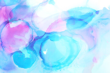 Fototapeta na wymiar art photography of abstract fluid painting with alcohol ink, blue and purple colors