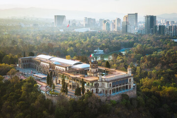 Aerial view of Chapultepec Castle in Mexico City, Mexico.
