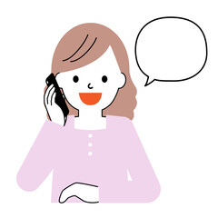 スマホで電話をかける若い女性 イラスト素材 / vector eps
