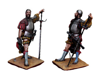 Landsknecht with longsword. Medieval soldier illustration. Medieval mercenary.	