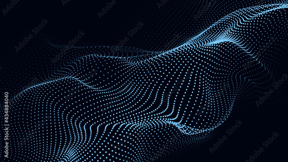 Aufkleber Abstract digital wave of particles. Futuristic point wave. Technology background vector. Vector illustration