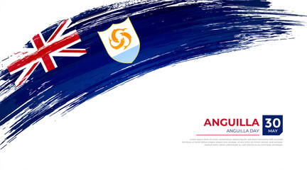 Flag of Anguilla country. Happy Anguilla day background with grunge brush flag illustration