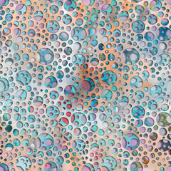 Colorful seamless circles pattern on textural watercolor background