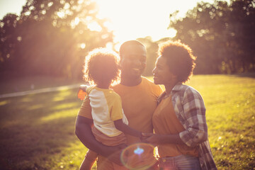  African American family in nature.