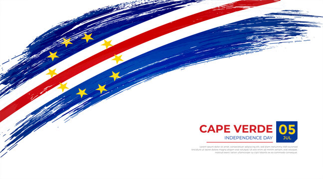 Flag of Cape Verde country. Happy Independence day of Cape Verde background with grunge brush flag illustration
