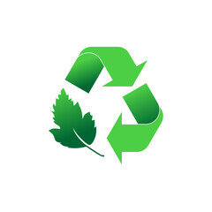 Obraz premium Green Recycle Symbol with Leaf