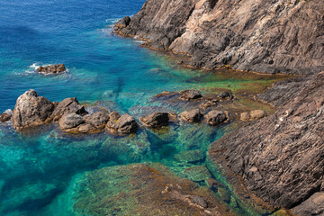 rocky coast in the north of spain on a clear summer day
