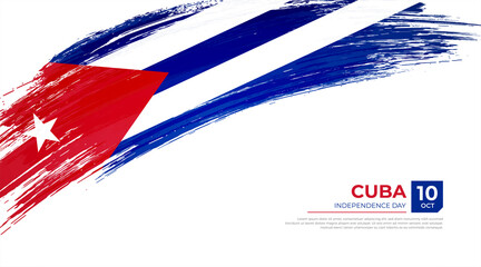 Flag of Cuba country. Happy Independence day of Cuba background with grunge brush flag illustration