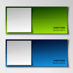 Fototapeta premium Origami vector banner. The original form as two form, overlapping. The flat image. Advertising Design shape. Vector label tag.