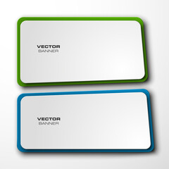 Vector abstract banner. The two original form, overlapping. The flat image. Advertising Design shape. Vector label tag.