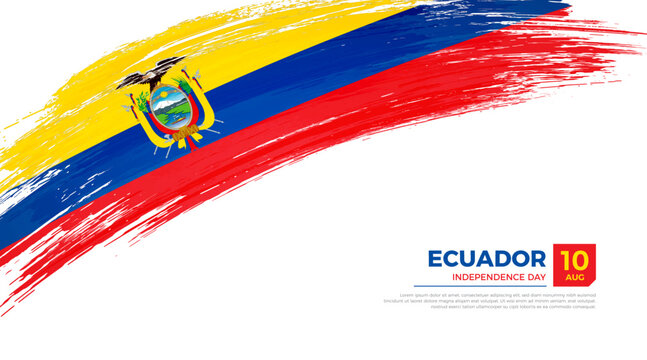 Flag of Ecuador country. Happy Independence day of Ecuador background with grunge brush flag illustration