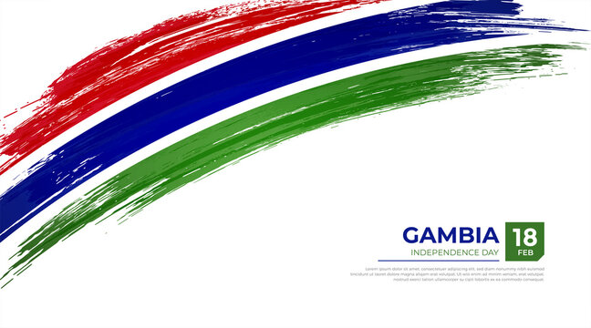 Flag of Gambia country. Happy Independence day of Gambia background with grunge brush flag illustration