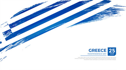 Flag of Greece country. Happy Independence day of Greece background with grunge brush flag illustration