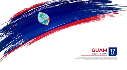 Flag of Guam country. Happy liberation day of Guam background with grunge brush flag illustration