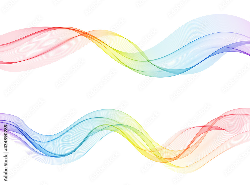 Fototapete Vector abstract colorful flowing wave lines isolated on white background. Design element for technology, science, music or modern concept.
