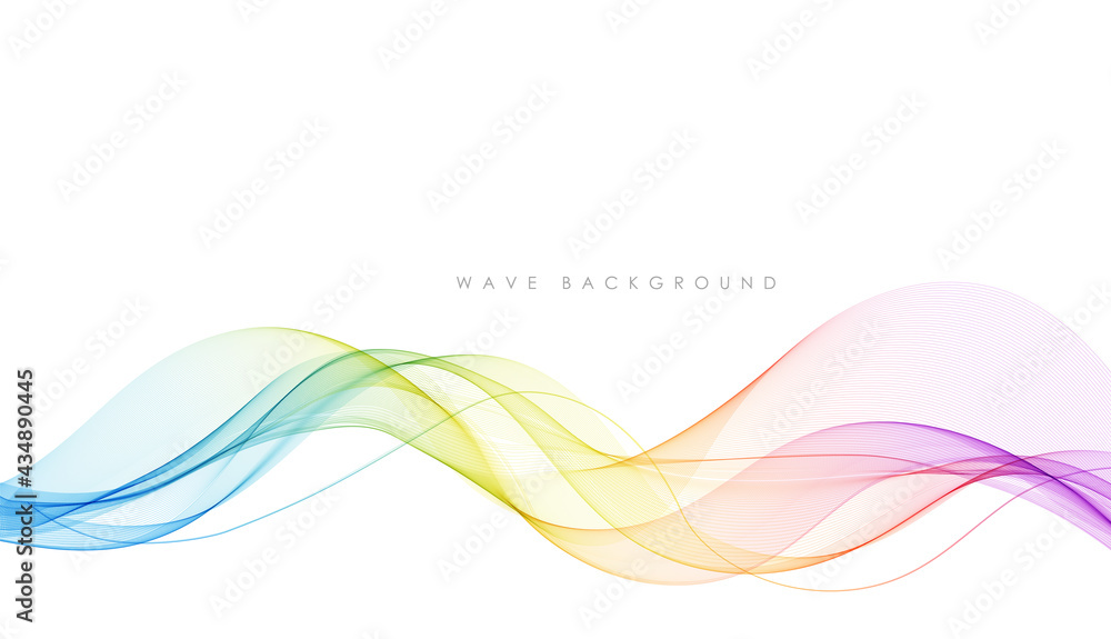 Fototapete Vector abstract colorful flowing wave lines isolated on white background. Design element for technology, science, music or modern concept.