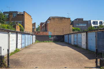 Naklejka premium Council garages around Kentish Town in London, England