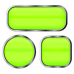 Green buttons set isolated on a white background