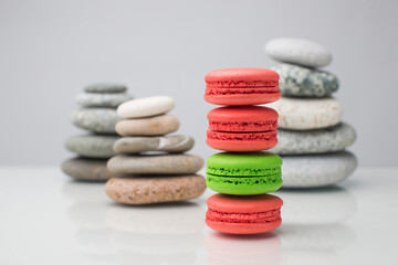 Macaron cookies and stones