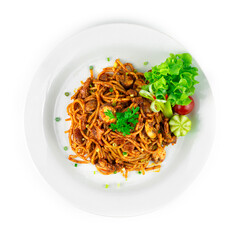 Spaghetti Mala Sauce with Bacon and Champignon Mushroom