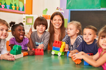 Happy kids in preschool or kindergarten