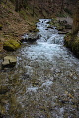 High perspective view of the mountains during sunset. Some mountain peaks. The concept of landscape and nature.