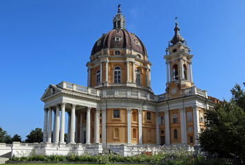 Fototapeta na wymiar Basilica called di Superga near the city of Turin in the Piedmont region in northern Italy with a large dome