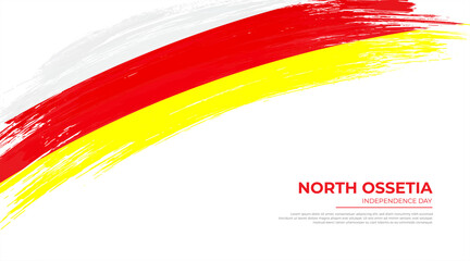 Happy Independence day of North Ossetia background with grunge brush flag illustration