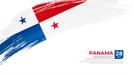 Flag of Panama country. Happy Independence day of Panama background with grunge brush flag illustration