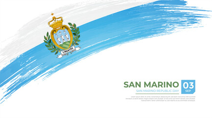 Flag of San Marino country. Happy republic day of San Marino background with grunge brush flag illustration