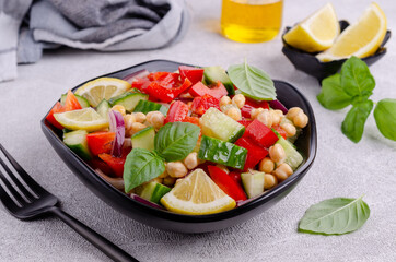 Salad of fresh vegetables with chickpeas