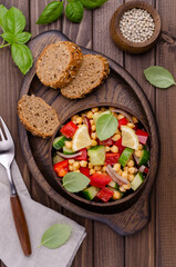 Salad of fresh vegetables with chickpeas