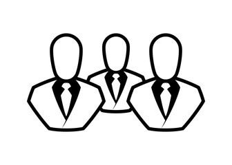 People line icon. Outline persons solid, group linear black pictogram. Simple image business collective people. Labor men collective silhouette. Office staff icon, bodyguards. Employees of bank