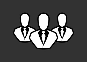 People line icon. Outline persons solid, group linear black pictogram. Simple image business collective people. Labor men collective silhouette. Office staff icon, bodyguards. Employees of bank