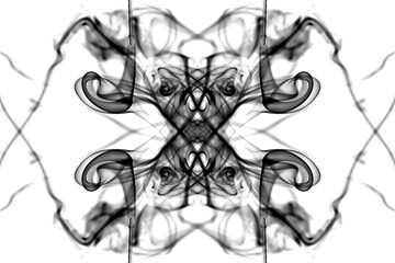 abstract graphics black white fractal reflection symbol, design effect meditation background