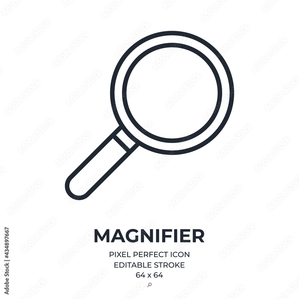 Canvas Prints magnifier editable stroke outline icon isolated on white background flat vector illustration. pixel 