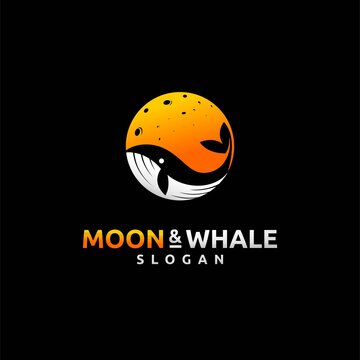 Whale Logo With Moon Concept